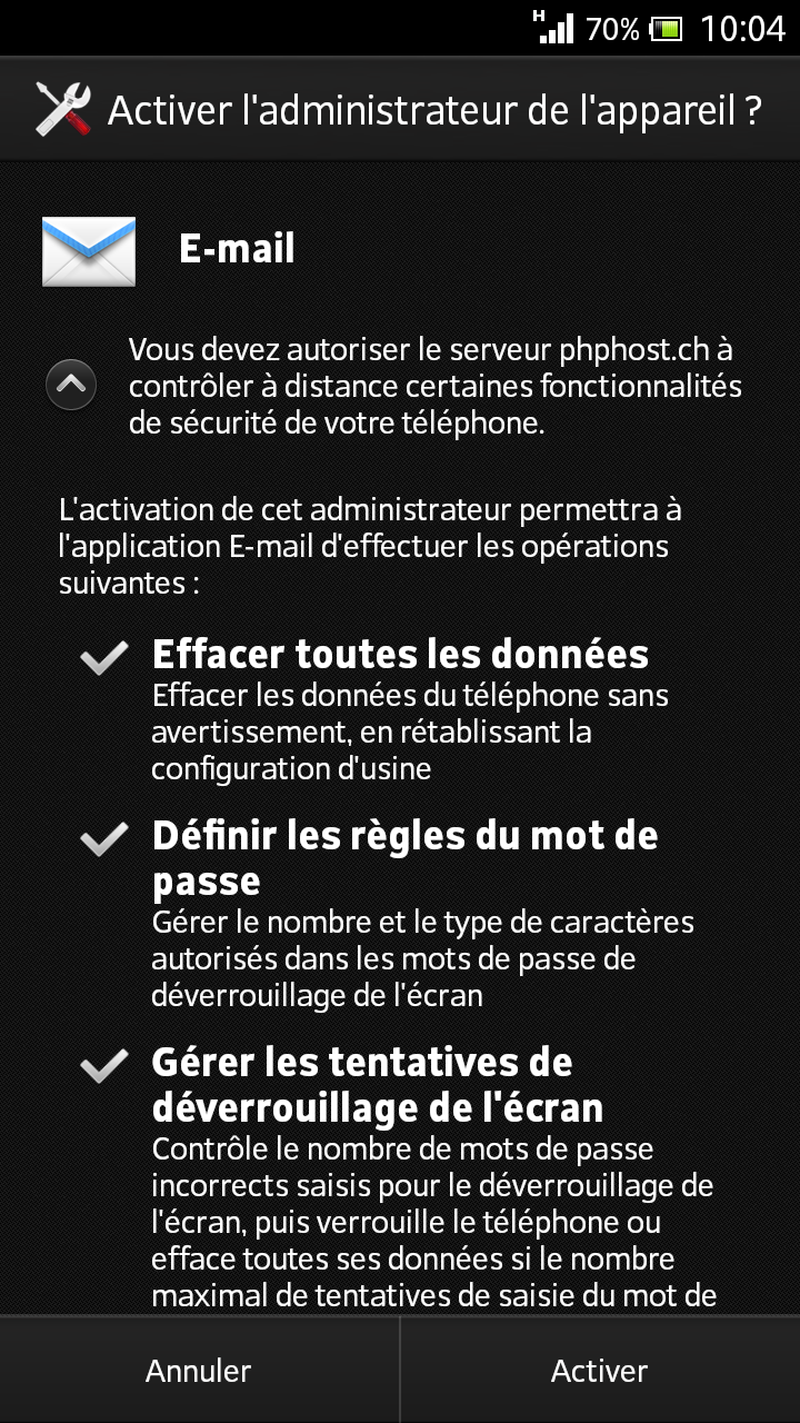 Config Exchange ActiveSync 7